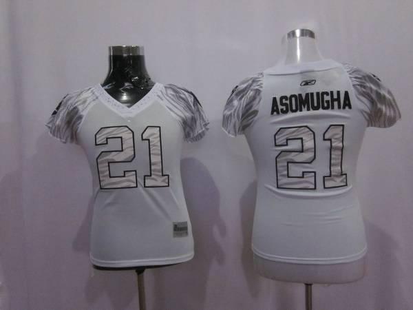 Raiders #21 Nnamdi Asomugha White Women's Zebra Field Flirt Stitched NFL Jersey